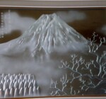 静岡の方の定年<br>
退職記念品に象徴<br>
の富士山を段彫り <br>
5mmガラス<br>額OA-L