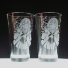 人気の?キャラクターイラストを彫刻のクラフトビアグラス